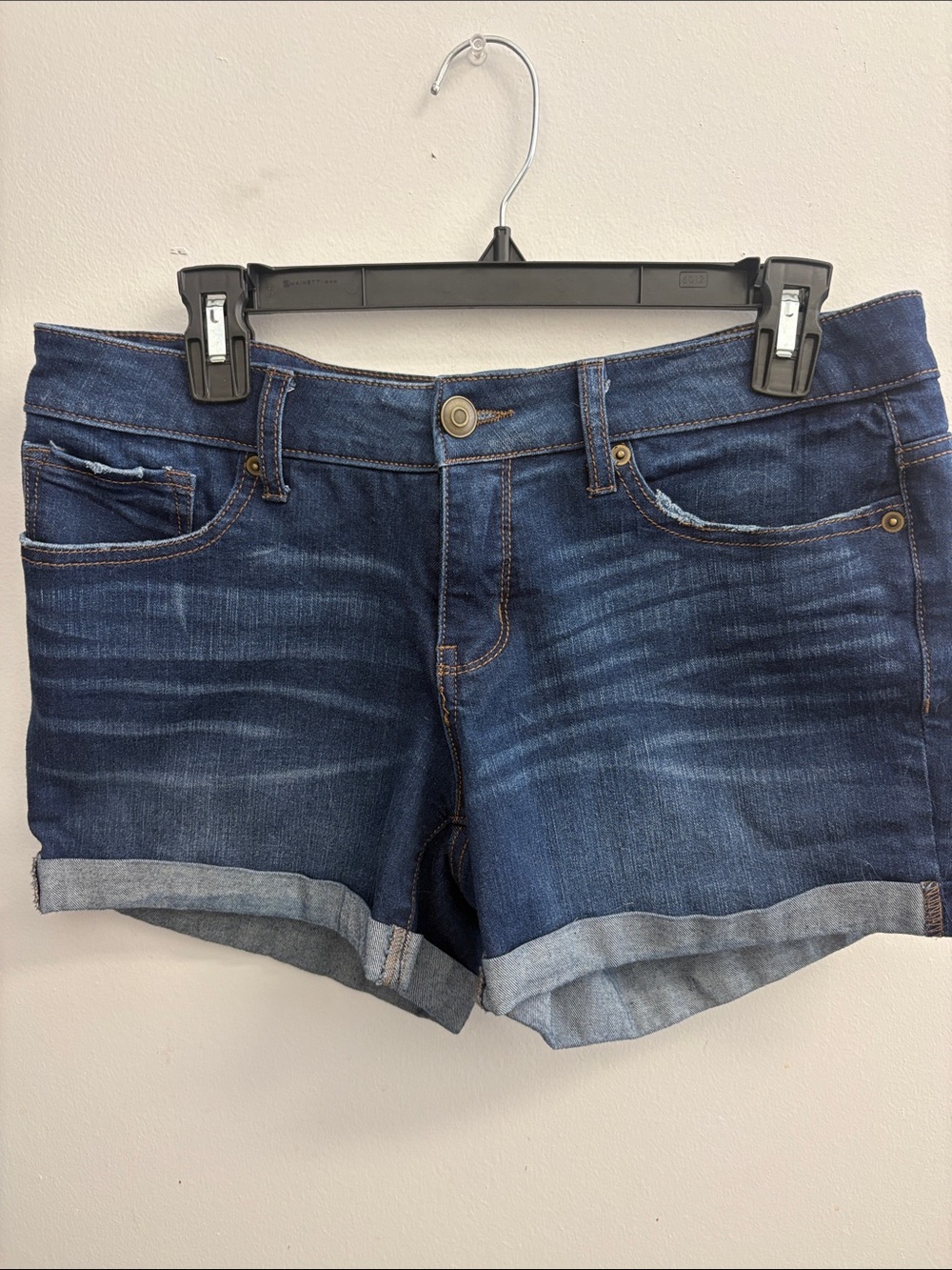 Time and Tru Dark Blue Denim Roll-Cuff Shorts
